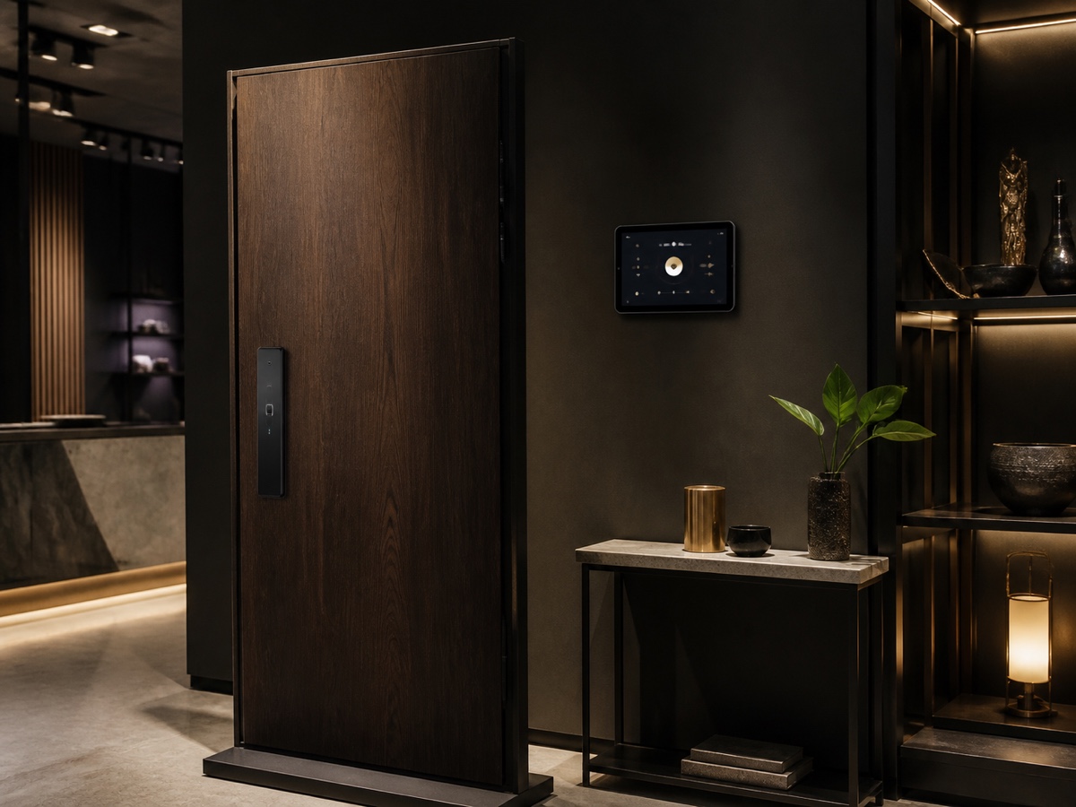 Zona demo access control dengan smart lock di showroom